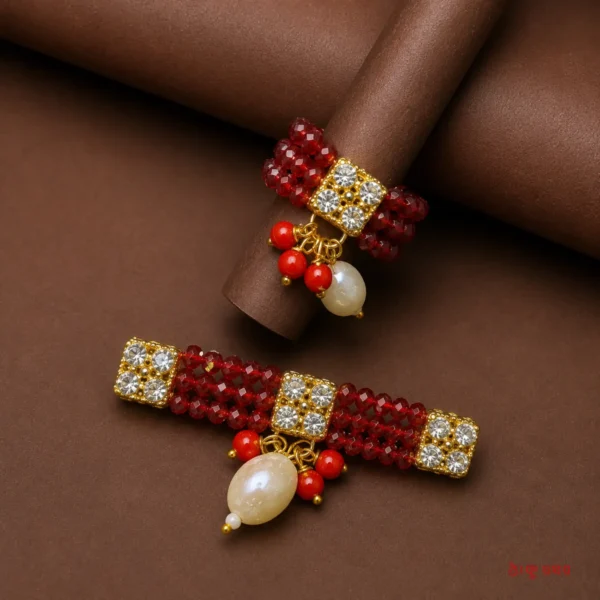Red Pearl Bead Designer Bala (1 Pair)