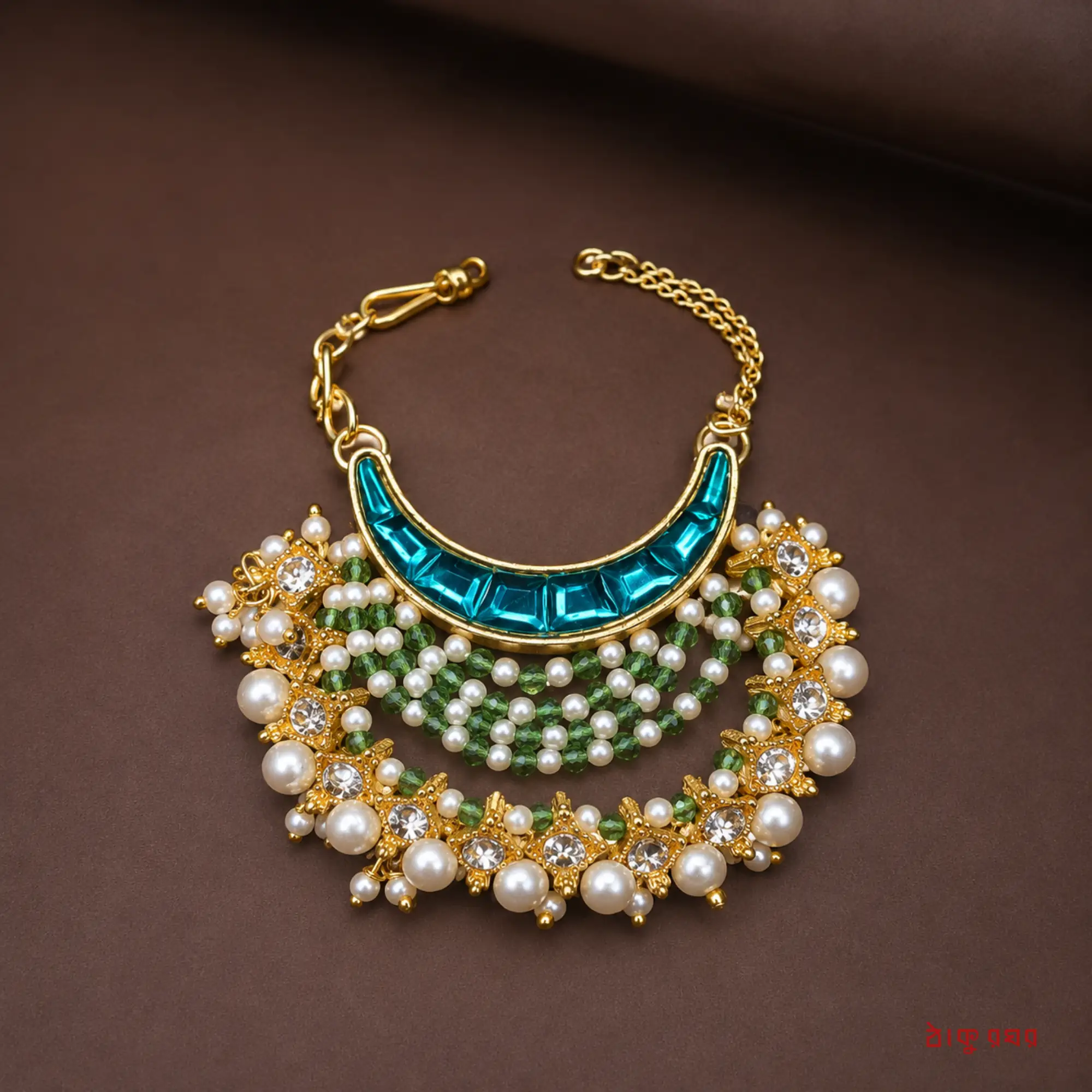 Traditional Pearl Choker Necklace - Emerald Green