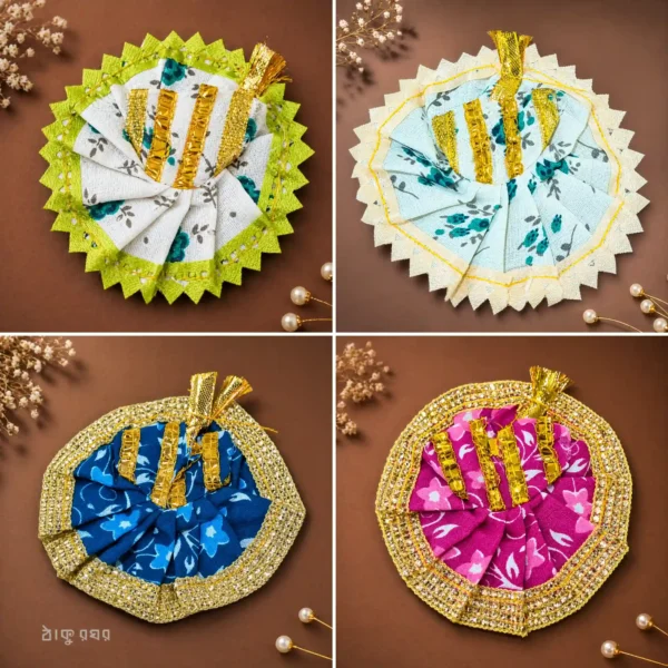 Laddu Gopal Cotton Poshak (4 Piece Combo - Multicolour) - Size 0