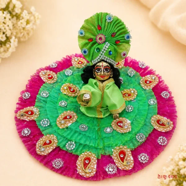 Fancy Designer Poshak For Laddu Gopal (With Mukut) - Size 5