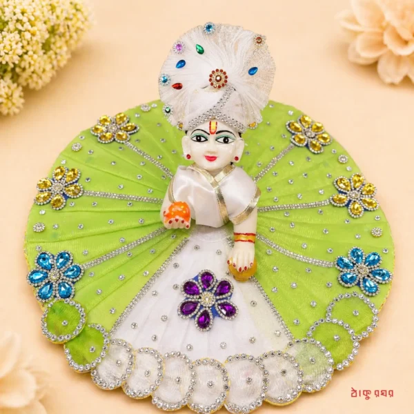 Stone Work Designer Poshak For Laddu Gopal (With Mukut) - Size 6