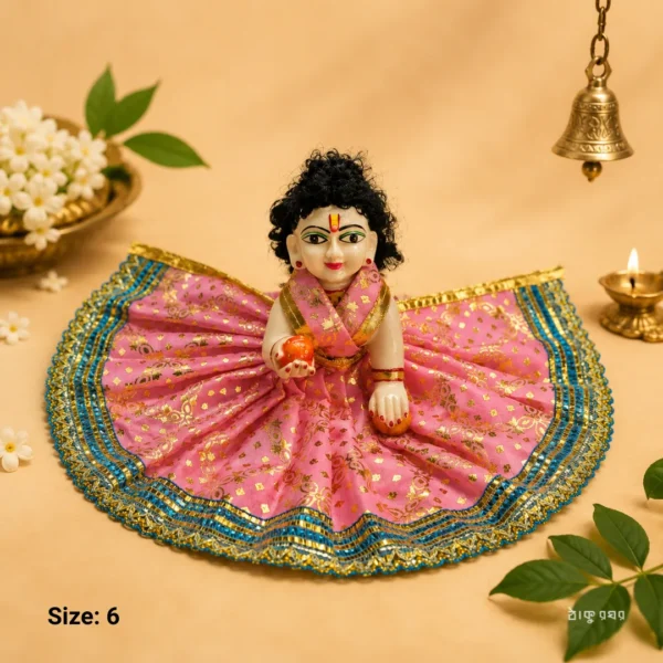 Elegant Laddu Gopal dress in polyester with decorative lace – Size 6