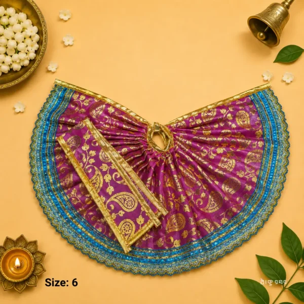 Elegant Laddu Gopal dress in polyester with decorative lace – Size 6
