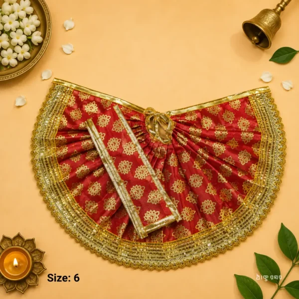 Elegant Laddu Gopal dress in polyester with decorative lace – Size 6